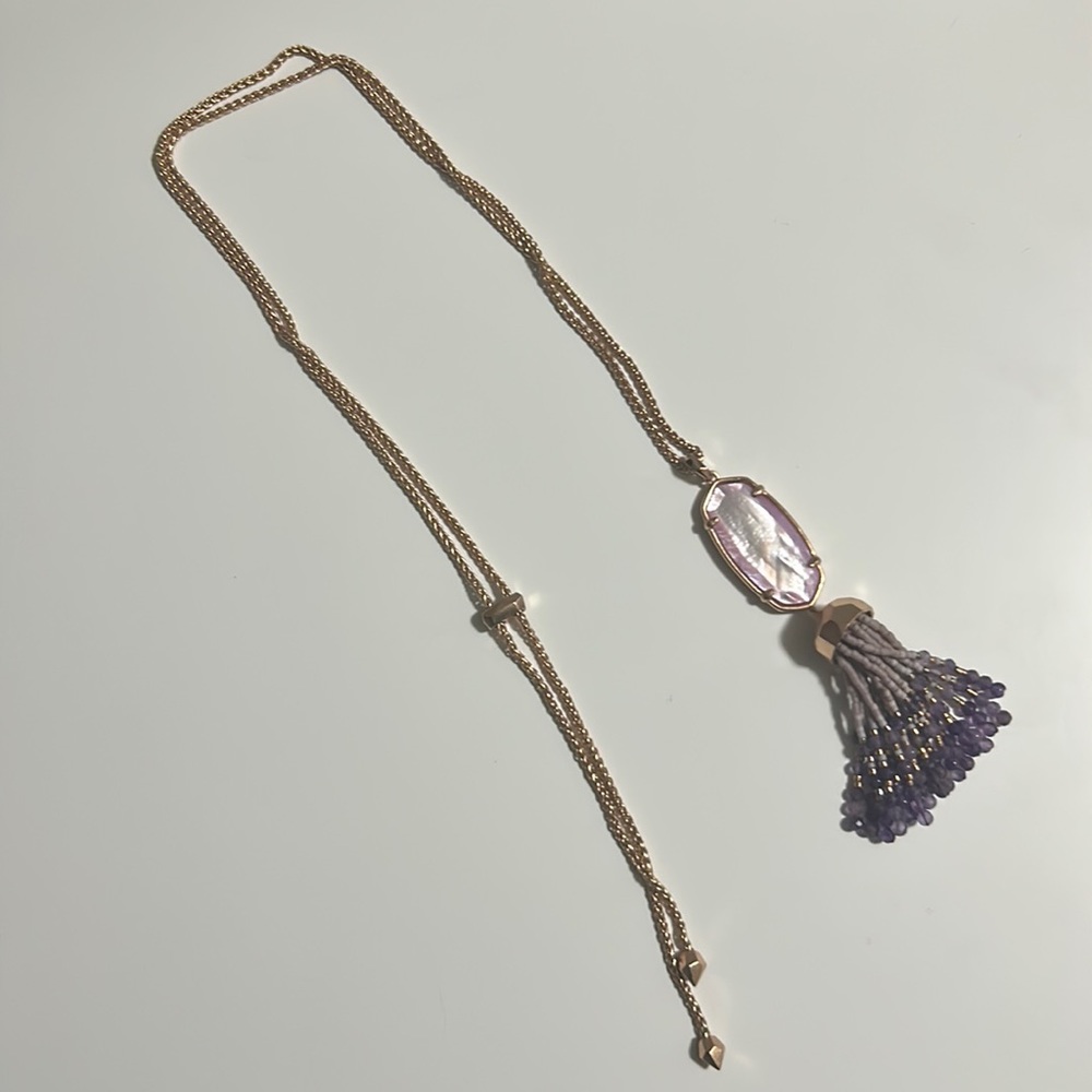 Kendra Scott rose gold and lavender pendant necklace